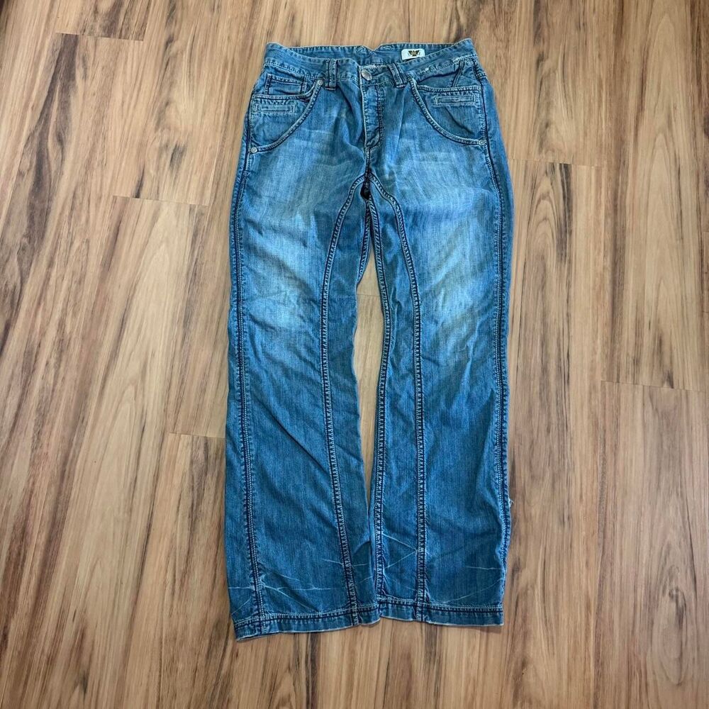 Women’s Y2K 2000’s Bootcut Embroidered Big Button Jeans Size 32x32